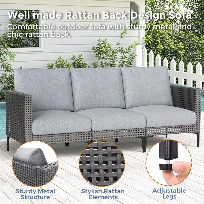 5 Pieces Outdoor Patio Conversation Set – Rattan L-Shaped Corner Sofa - Image 4