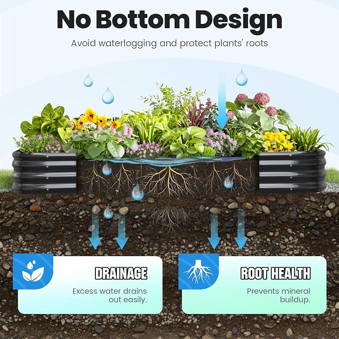 Quictent Galvanized Raised Garden Bed Kit, Strengthened by Crossbar, Dark Gray - Image 5