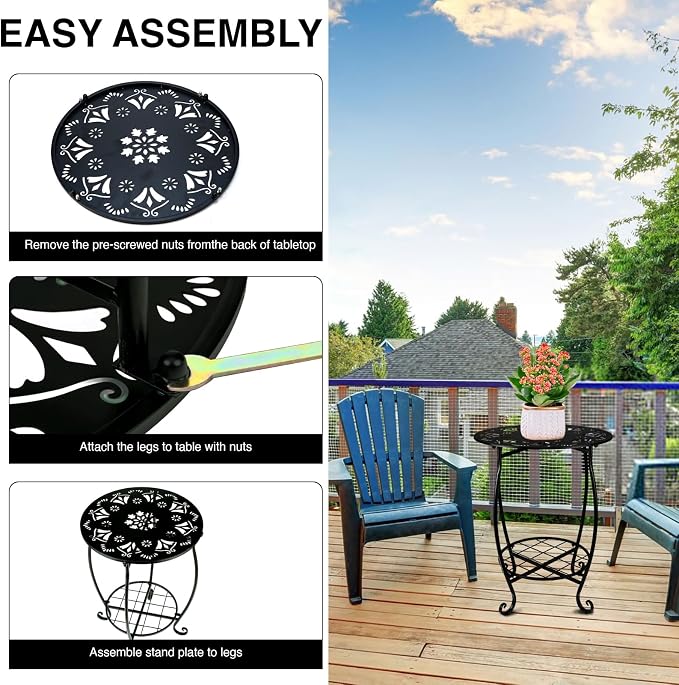 Metal Side table, 18inch Round Side End Table, Outdoor Side Table Patio Bistro - Image 8