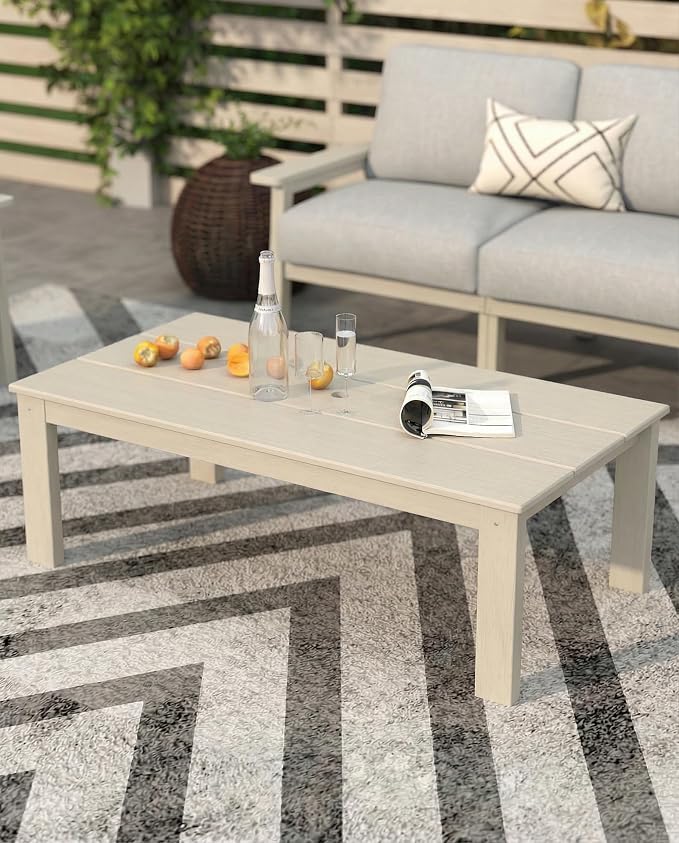 Patio Furniture Set with Washable Thick Gray Cushions, HDPE Outdoor Couch - Image 8