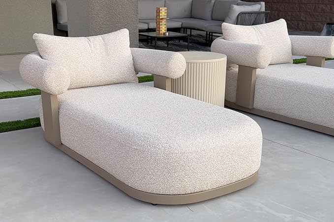 PURPLE LEAF Outdoor Chaise Lounge 1 Piece Chair Modern Aluminum Lounger Daybed by PURPLELEAF