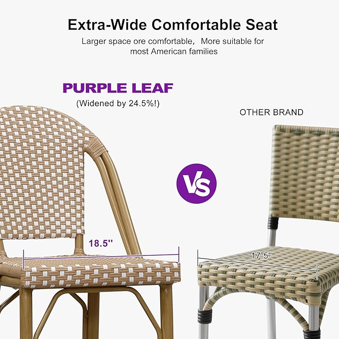 PURPLE LEAF Outdoor Counter Height Bar Stools Set of 4 26'' French Bar Height - Image 4