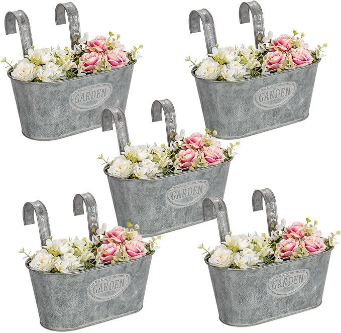 Briful 10'' Hanging Planter Outdoor 5PCS Metal Railing Planter by Briful