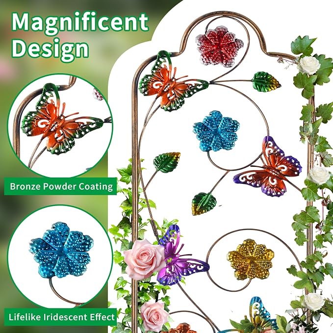 2 Pack Metal Garden Trellis Arched Fence Trellises - Image 3