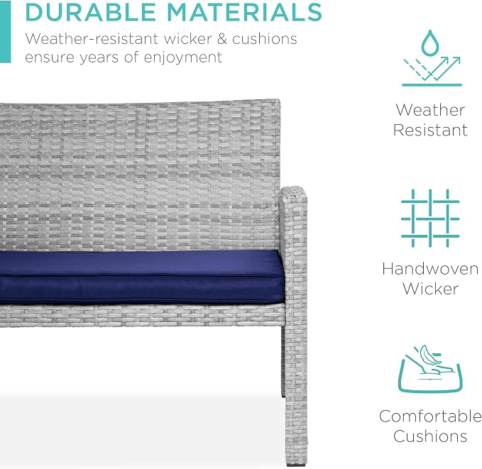 Best Choice Products 4-Piece Outdoor Wicker Patio Conversation Furniture Set - Image 3