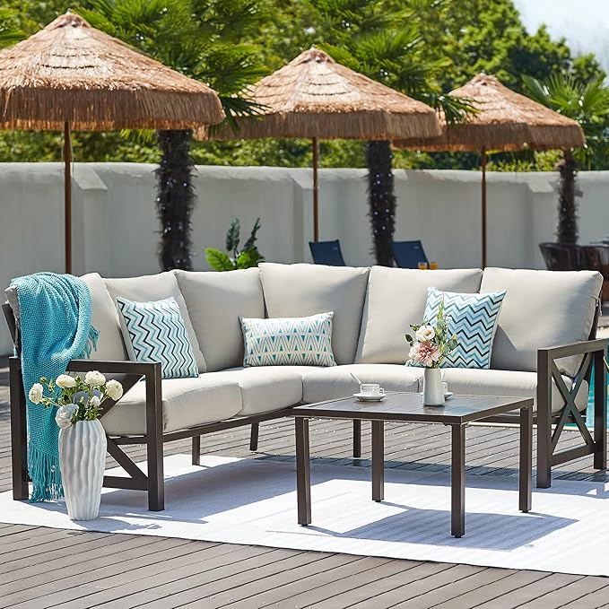 NATURAL EXPRESSIONS 6 Pieces Patio Furniture Sets, Metal Outdoor Sectional by NaturalExpressions