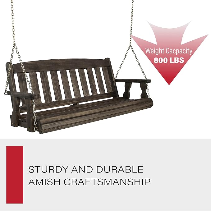 Amish Casual Heavy Duty 800 Lb Mission Treated Porch Swing - Image 7