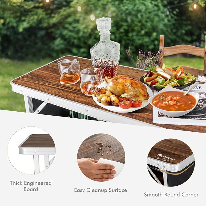 COSTWAY Folding Picnic Table, Portable Camping Table - Image 8