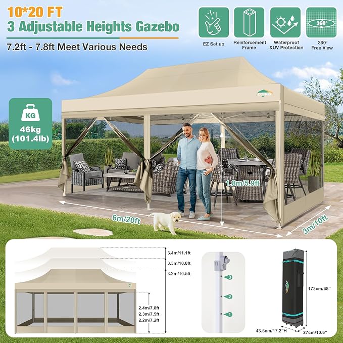 COBIZI 10x20 Canopy Tent, Heavy Duty Pop up Canopy - Image 4