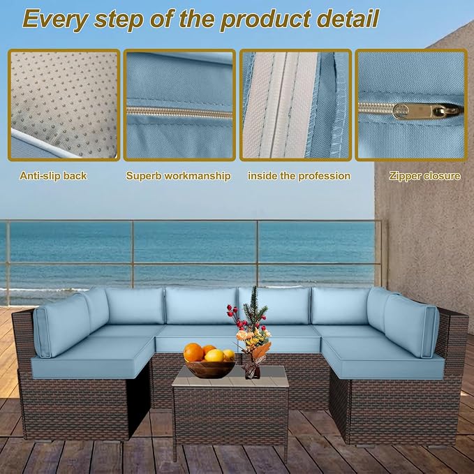 14 Piece Outdoor Patio Cushion Cover Replacement, Waterproof Patio Cushion - Image 3