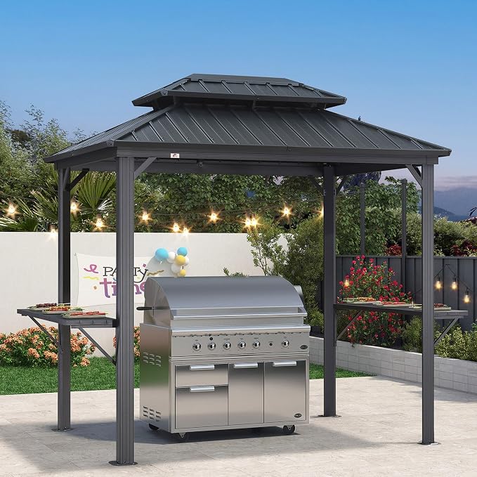 PURPLE LEAF 6' X 8' Hardtop Grill Gazebo by PURPLELEAF