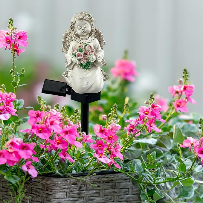 Solar Garden Angel Lights, Waterproof Outdoor Garden Angels Statue Decorations - Image 2