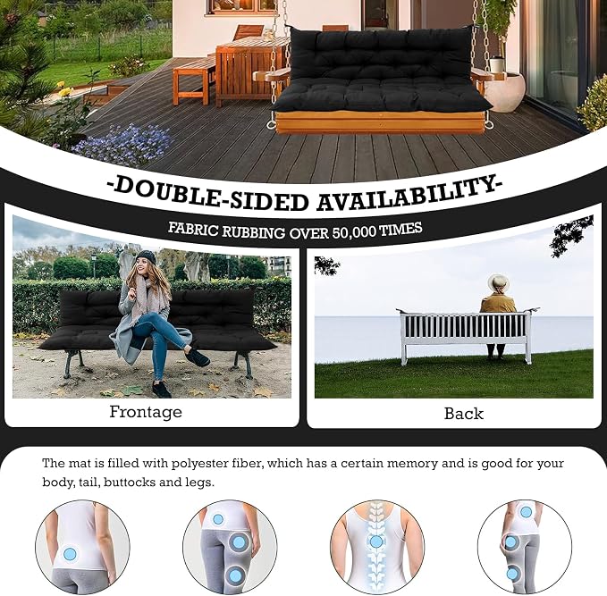 Outside Benches Cushion with Backrest, Thicken Waterproof Swing Cushions 2/3 - Image 4