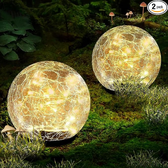 Coroor Garden Solar Ball Lights Outdoor Waterproof, 30 LED Cracked Glass Globe by Coroor