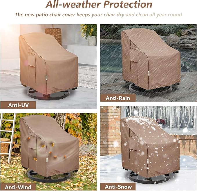 Patio Chair Covers for Outdoor Furniture Waterproof 4 Pack, Heavy Duty - Image 5