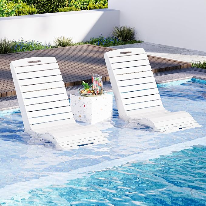 MELLCOM HDPE Pool Lounge Chairs Set of 2, in Pool Lounge Chairs up to 10-Inches - Image 7