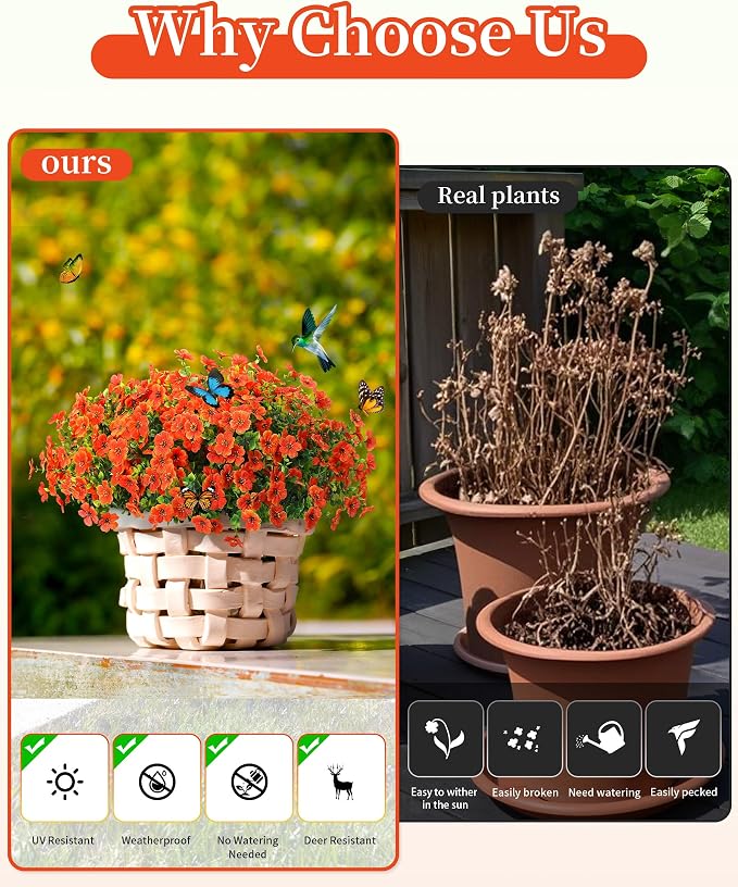 Fake Mums Faux Flowers for Outdoor Planters 16 Bundles UV Resistant Artificial - Image 4