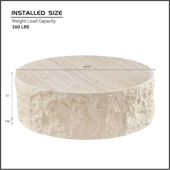 Round Coffee Table for Living Room Circle Coffee Table Modern Drum Center Table - Image 2