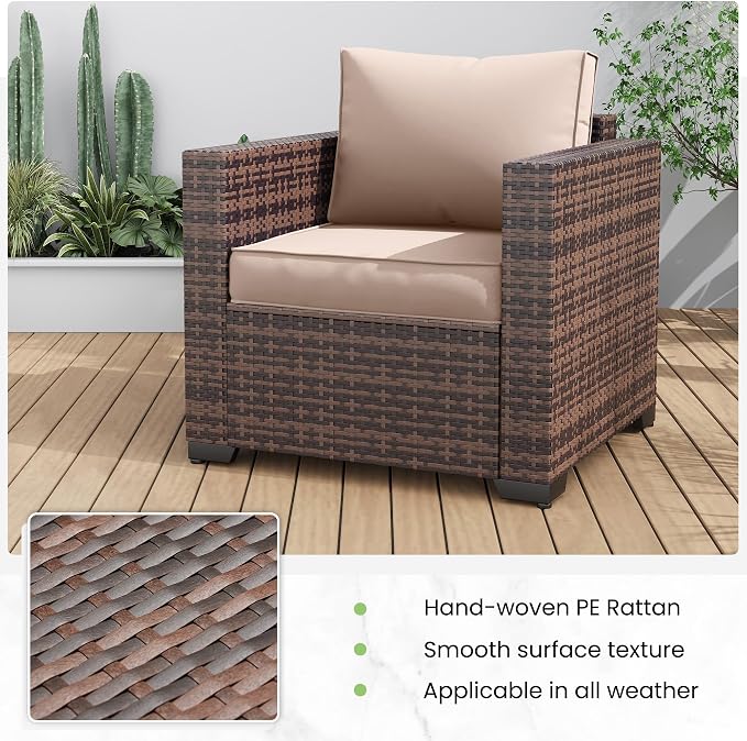 Amopatio Wicker Outdoor Sofa & Patio Couch Set - Image 5