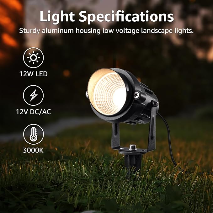 SUNVIE 12 Pack Low Voltage Landscape Lights - Image 2