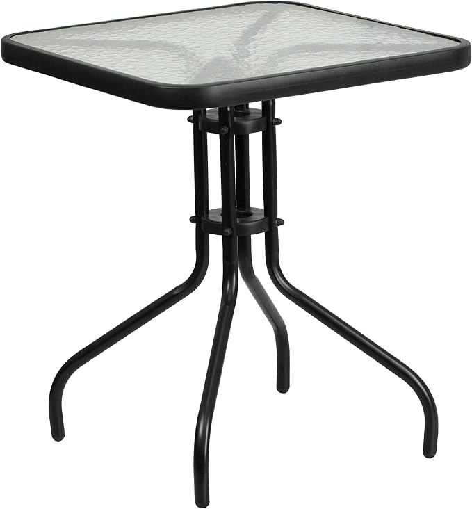 EMMA + OLIVER 23.5" Square Tempered Glass Metal Table - Image 3