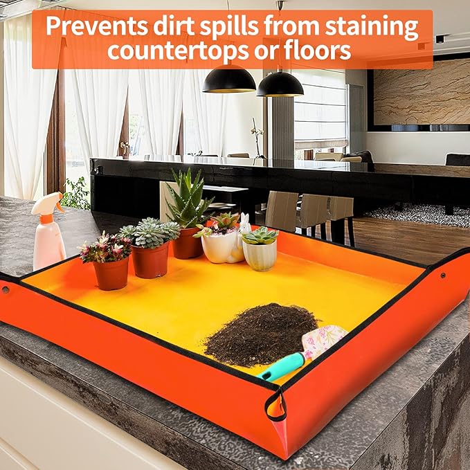 Large Repotting Mat for House Plants Transplanting and Potting Soil Mess Control - Image 3