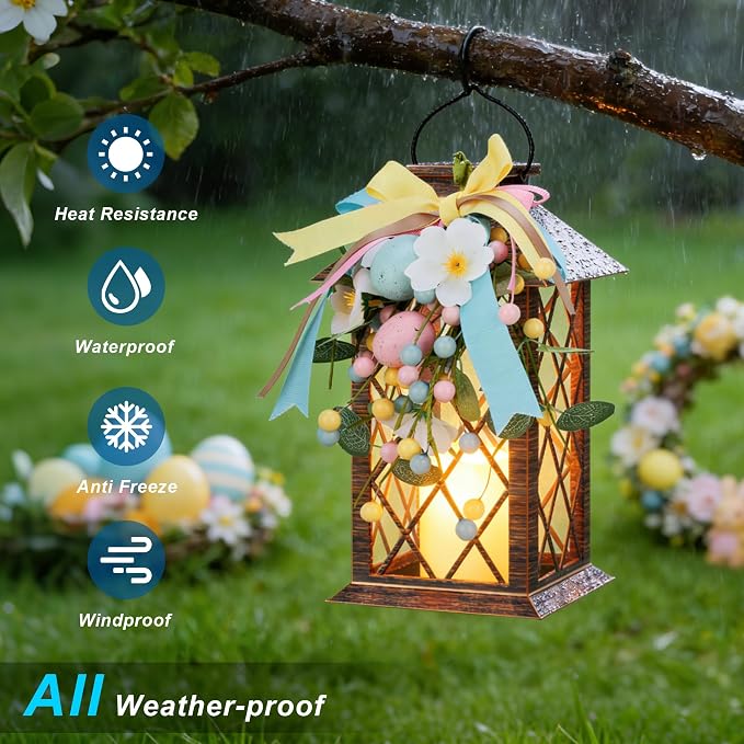 Easter Solar Lanterns Outdoor Waterproof, Hanging Spring and Easter Lantern - Image 5