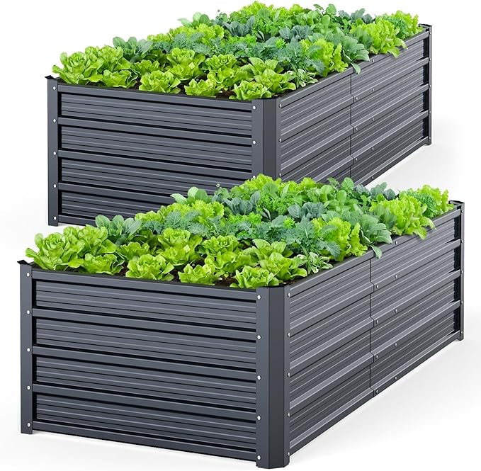 Ohuhu 6x3x1.5FT Metal Raised Garden Bed Outdoor, Reinforced Galvanized Steel by Ohuhu