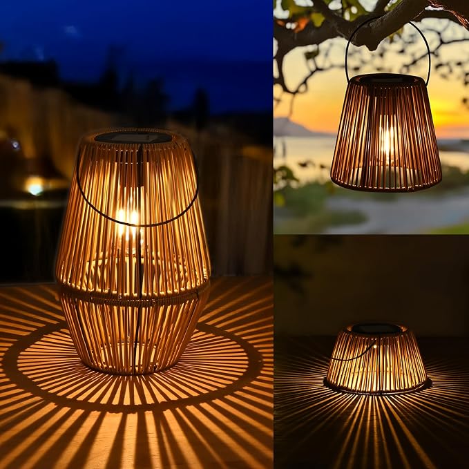 Uspring 3-in-1 Solar Lanterns Outdoor Waterproof Rattan Woven Hanging Solar by Uspring--Sweetlifefromhere