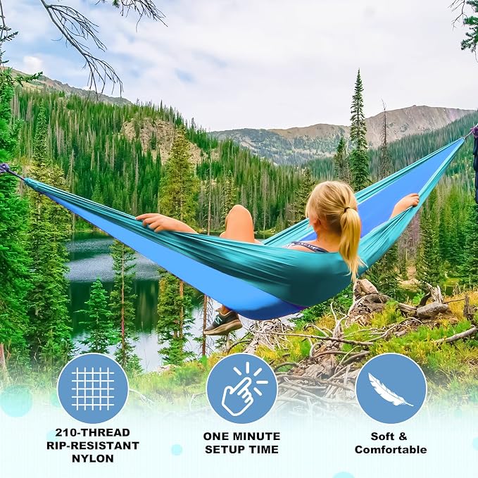SZHLUX Camping Hammock Double & Single Portable Hammocks - Image 4