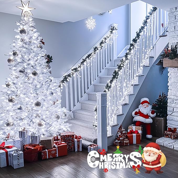 JMEXSUSS 150 LED White Christmas Lights Indoor Outdoor Waterproof, 59 Ft - Image 2