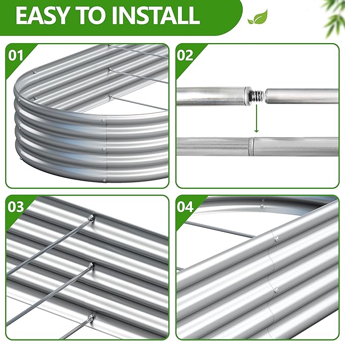 2PCS 8x2x1ft Galvanized Metal Raised Garden Bed Kit, Outdoor Planter Box - Image 5