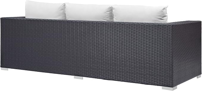 Modway Convene Wicker Rattan Outdoor Patio Sofa in Espresso White - Image 5