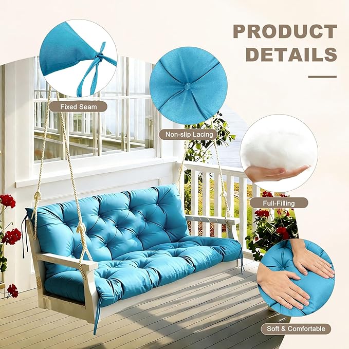 Porch Swing Cushion with Backrest, Waterproof Bench Cushion - Image 5