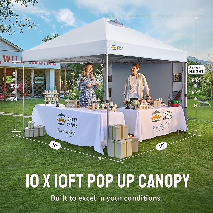 CROWN SHADES Canopy Tent 10x10 Pop Up Canopy Outdoor Shade - Image 7