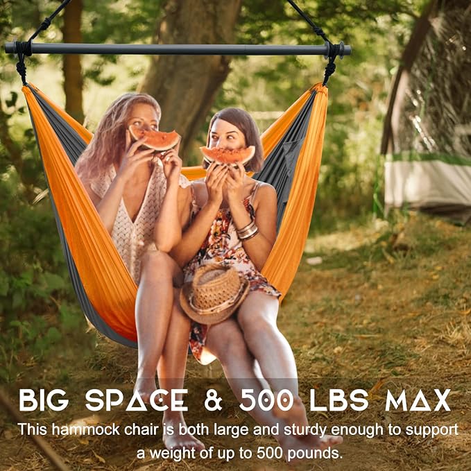Hammock Chair, Portable Large Hanging Rope Swing, Lightweight Nylon Parachute - Image 5