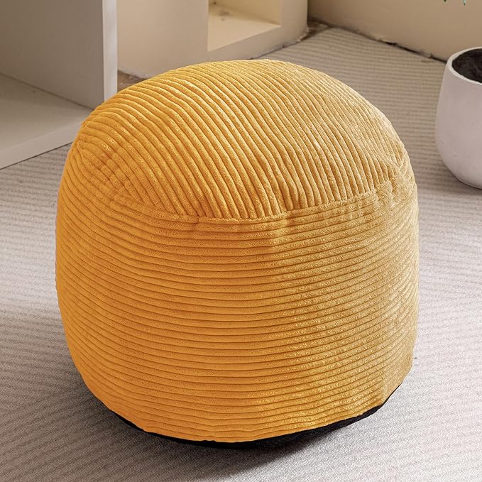 HIGOGOGO Round Stuffed Pouf Ottoman, Corduroy Poufs - Image 7