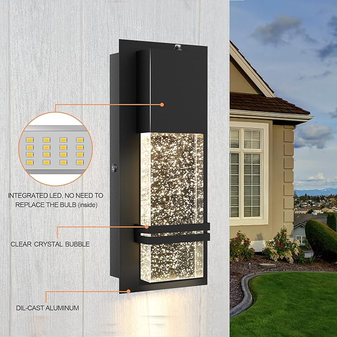 PARTPHONER LED Dusk to Dawn Outdoor Light Fixture Exterior Wall Sconces Porch - Image 2