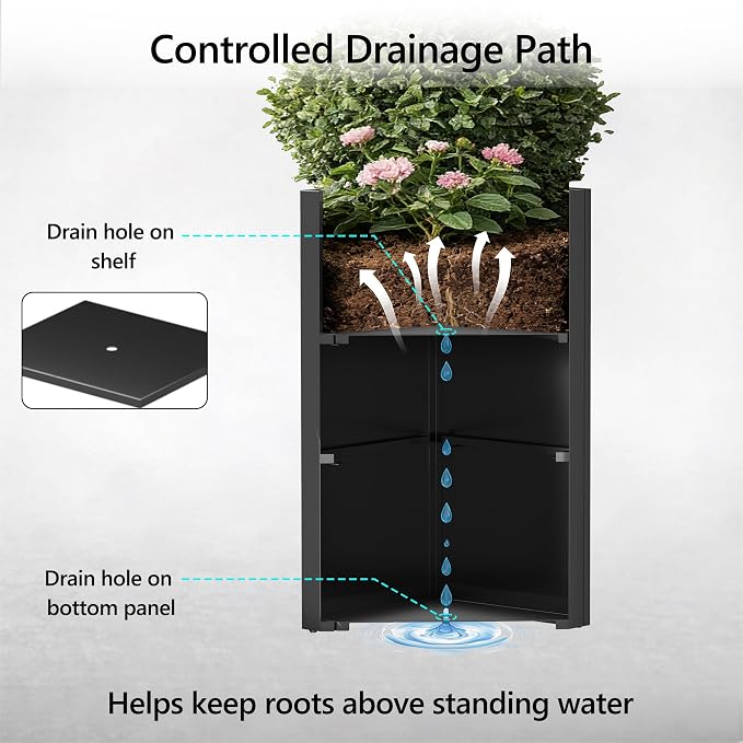 Set of 2 Tall Metal Planter Box - Image 5
