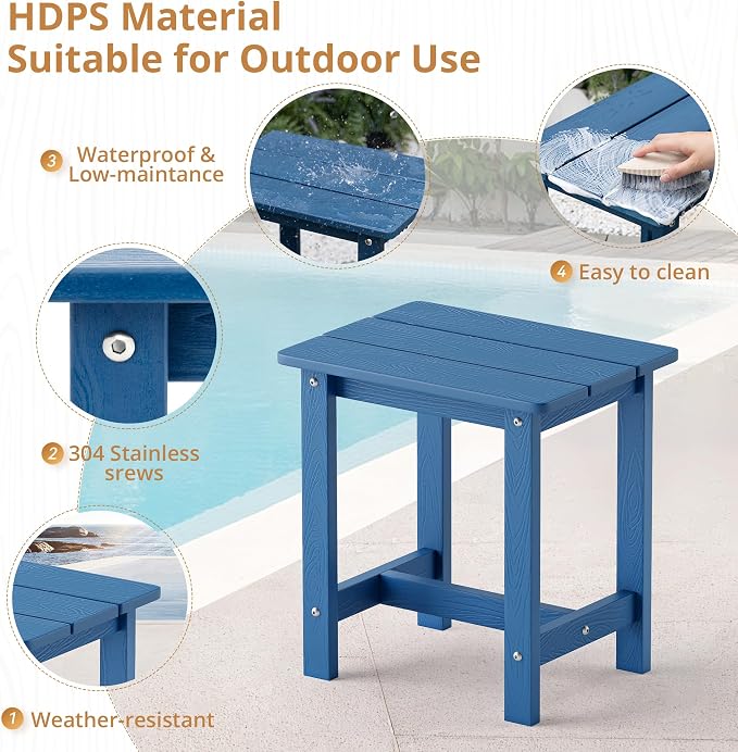 LUE BONA Outdoor Side Table, HDPS Small Outdoor Table, Adirondack Side Table - Image 6