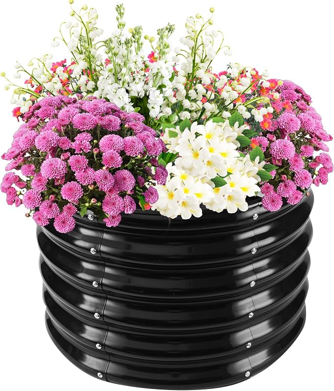17" Tall Elevated Round Metal Rised Garden Bed- 2'x2' in Size and 0.8MM Thick by TBMLC