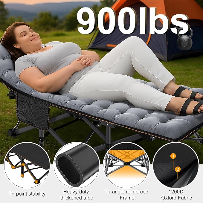 ABORON 2PK XXL Camping Cot for Adults 900LBS - Image 4