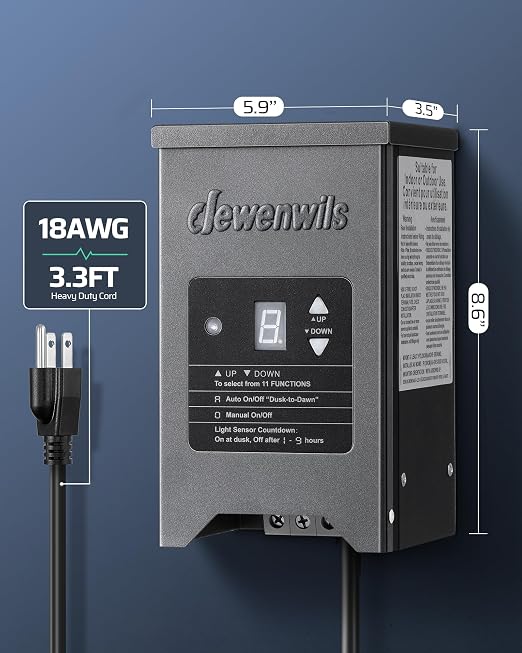 DEWENWILS 150W Low Voltage Landscape Lighting Transformer, 120V to 12/15V AC - Image 8