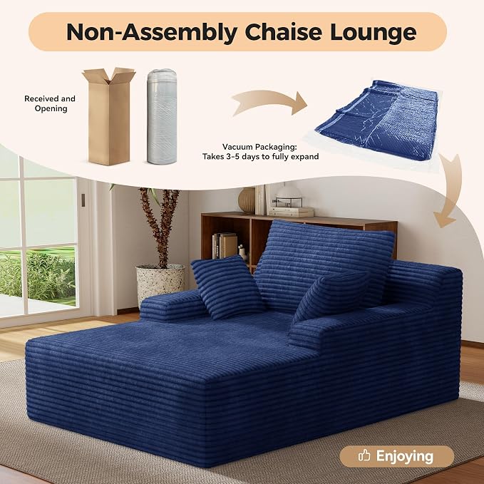 51'' Oversized Chaise Lounge Chair Indoor, Non-Assembly Deep Seat Sofa Bed - Image 5