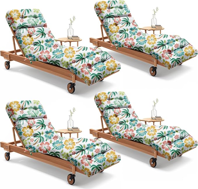 4 Pack Outdoor Chaise Lounge Chair Cushion 75.1 x 22.8 x 4.7 Inches 100% by Uthem