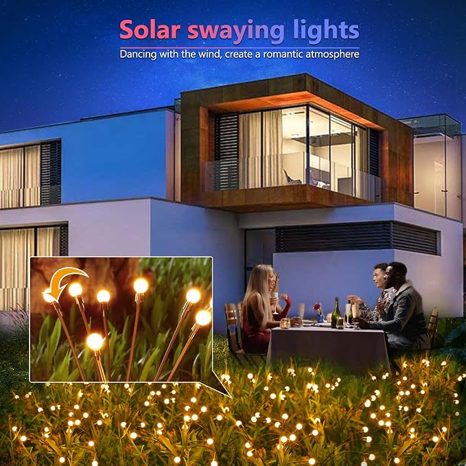 BrizLabs Solar Garden Lights, 4 Pack 32 LED Solar Powered Firefly Lights - Image 2