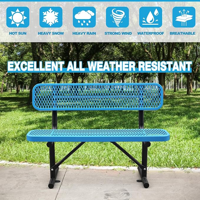 4FT/48INCH Heavy Duty Metal Park Bench - Image 4