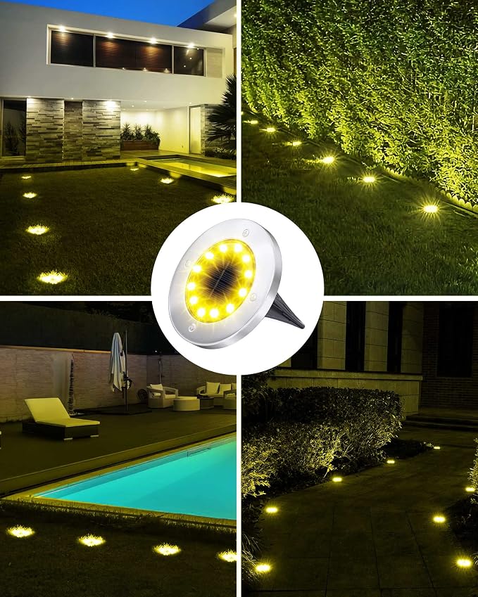 Biling Solar Ground Lights Outdoor 8 Packs, Flat Bright 12 LEDs Solar Lights - Image 7