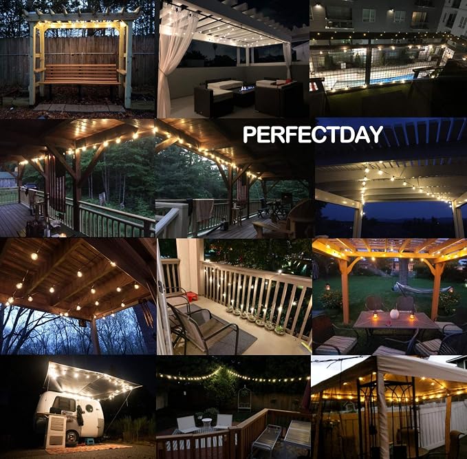 PERFECTDAY Solar String Lights, Shatterproof LED Solar String Light Outdoor G40 - Image 2