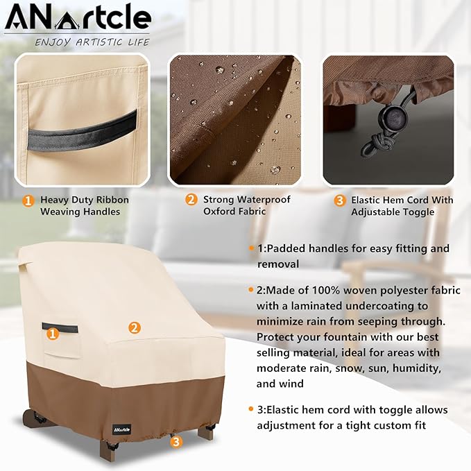 Patio Adirondack Chair Cover 2 Pack, 600D Waterproof Heavy Duty Outdoor Chair - Image 5